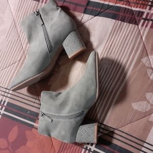 Grey Booties with rhinestone heels